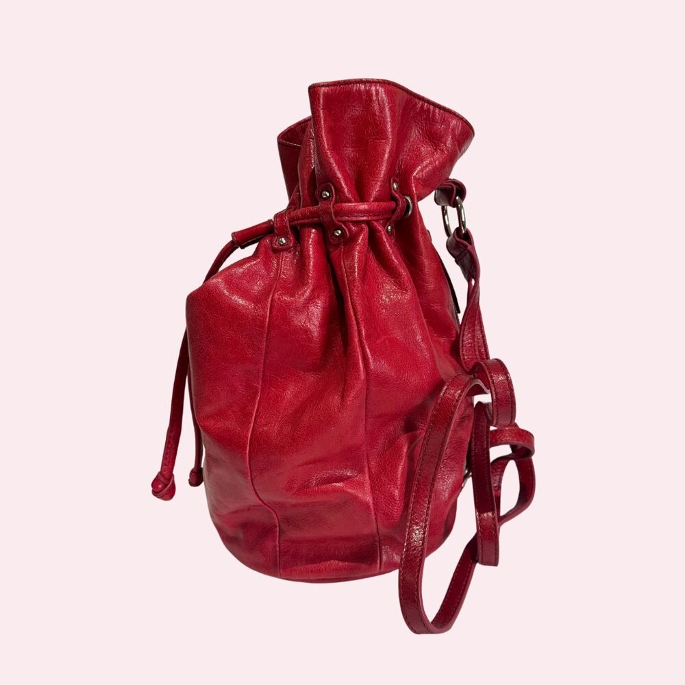Hobo International Red Leather Bucket Backpack